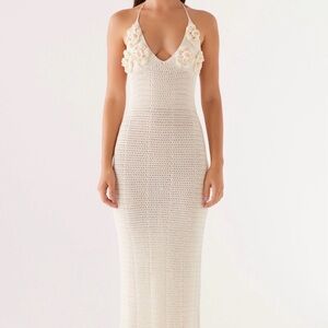 PepperMayo Zara Rose Crochet Ivory Maxi Dress
